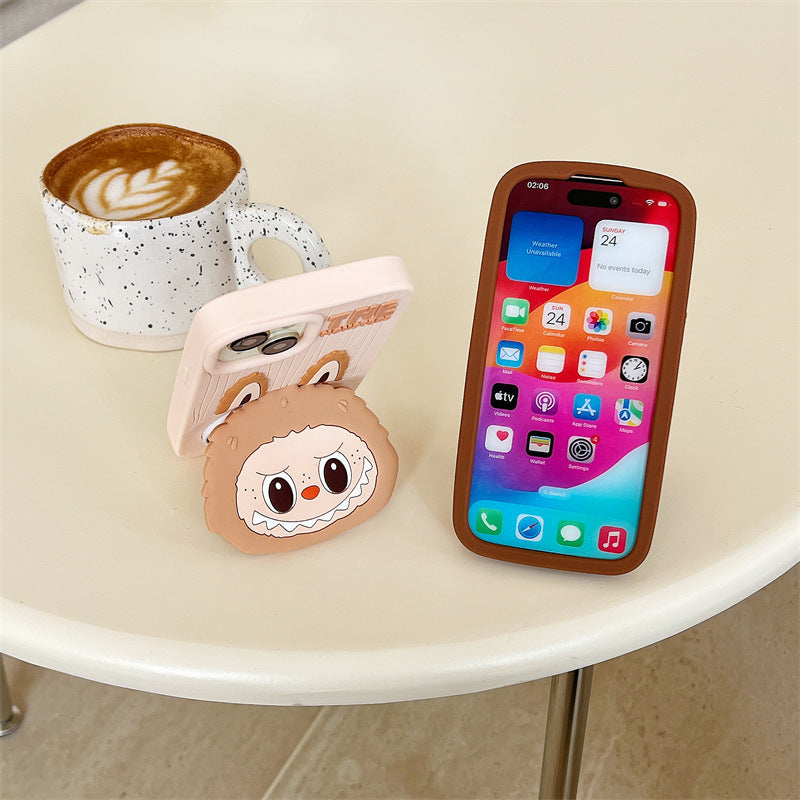 Cartoon Cute Labubu Flip Mirror iPhone 16 Case Apple 15 Compatible 14 Pro Max Case