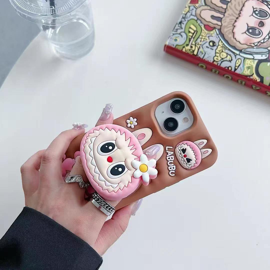 New Cute Labubu iPhone 16 Apple 17 Airbag Stand Silicone 15ca Cross-Border Trendy Brand 11 Phone Case