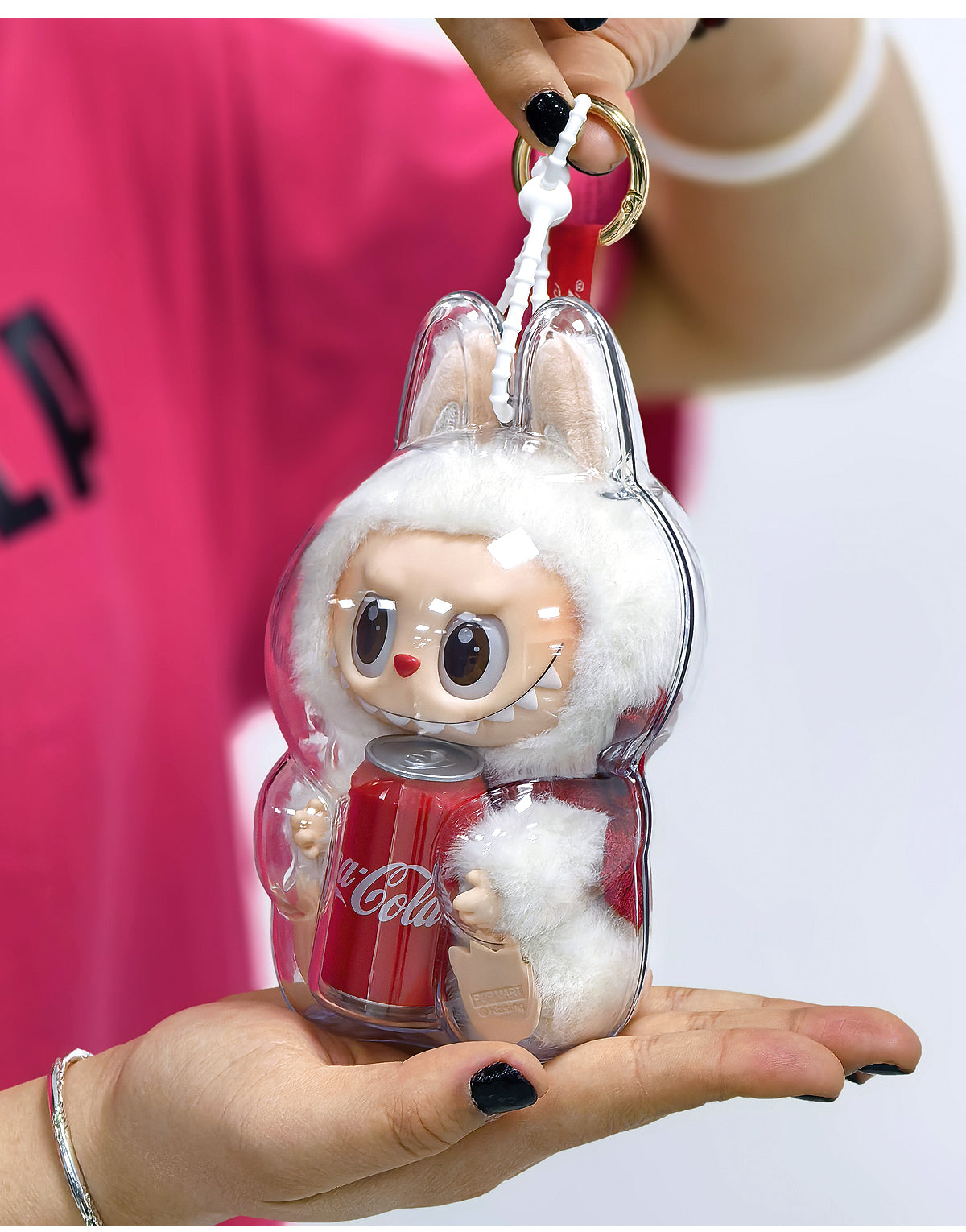 Labubu Transparent Protective Case Keychain | Cute Figure Bag Pendant | Collectible Toy Cover