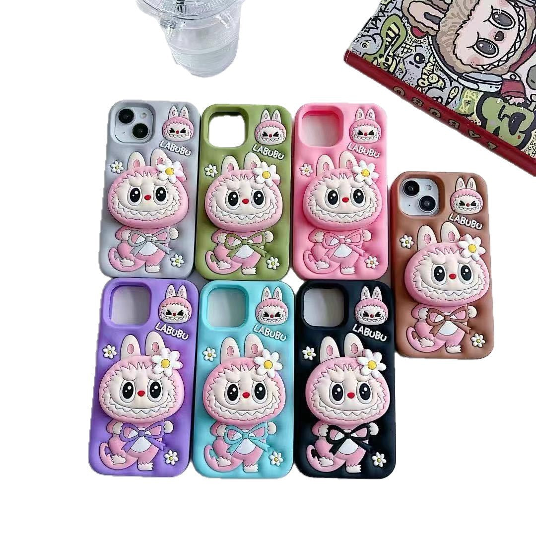 New Cute Labubu iPhone 16 Apple 17 Airbag Stand Silicone 15ca Cross-Border Trendy Brand 11 Phone Case