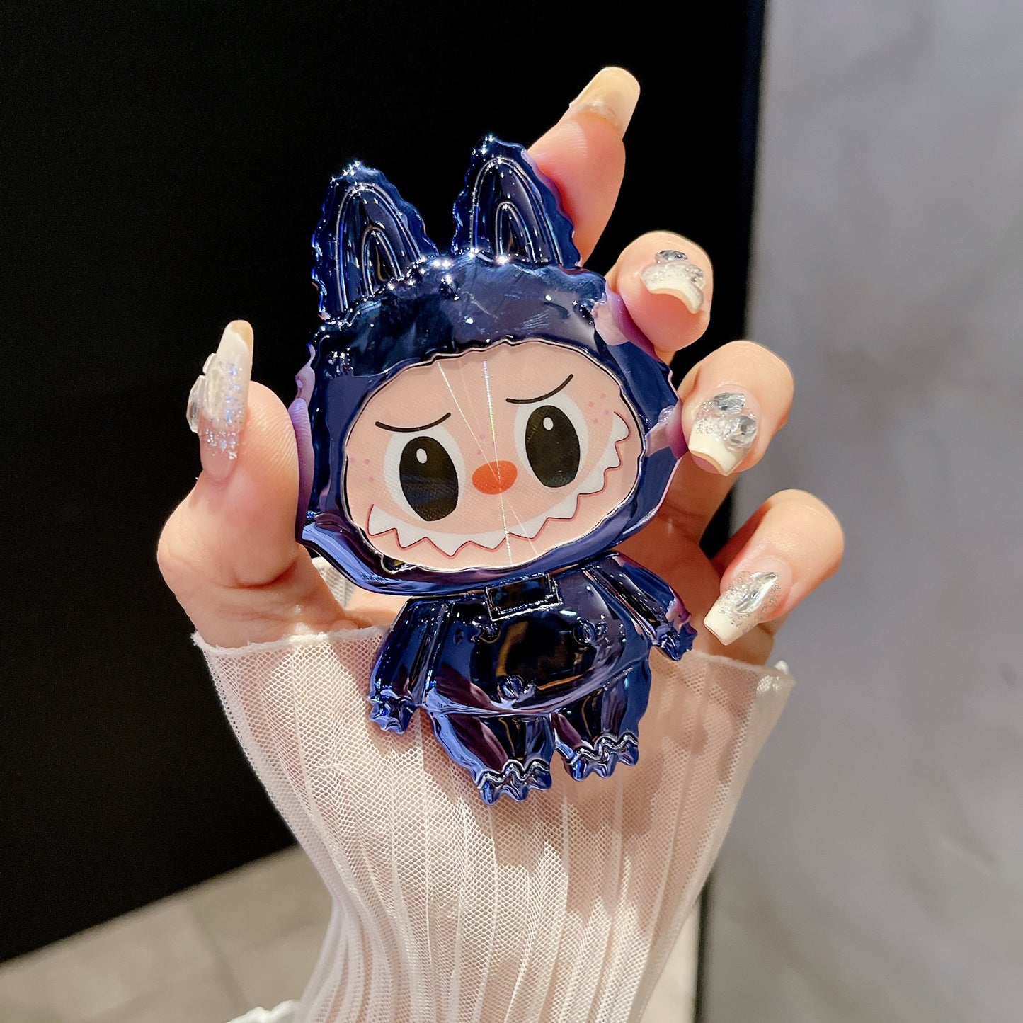 Cartoon Labubu Makeup Mirror Back Sticker Phone Stand New Horizontal and Vertical Support Desktop Phone Case Stand for Women