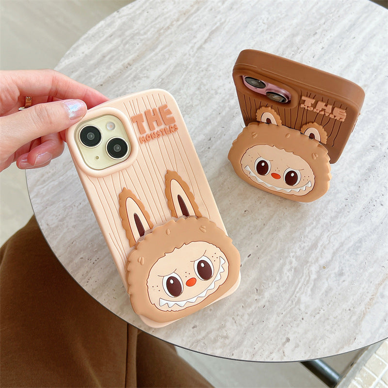 Cartoon Cute Labubu Flip Mirror iPhone 16 Case Apple 15 Compatible 14 Pro Max Case