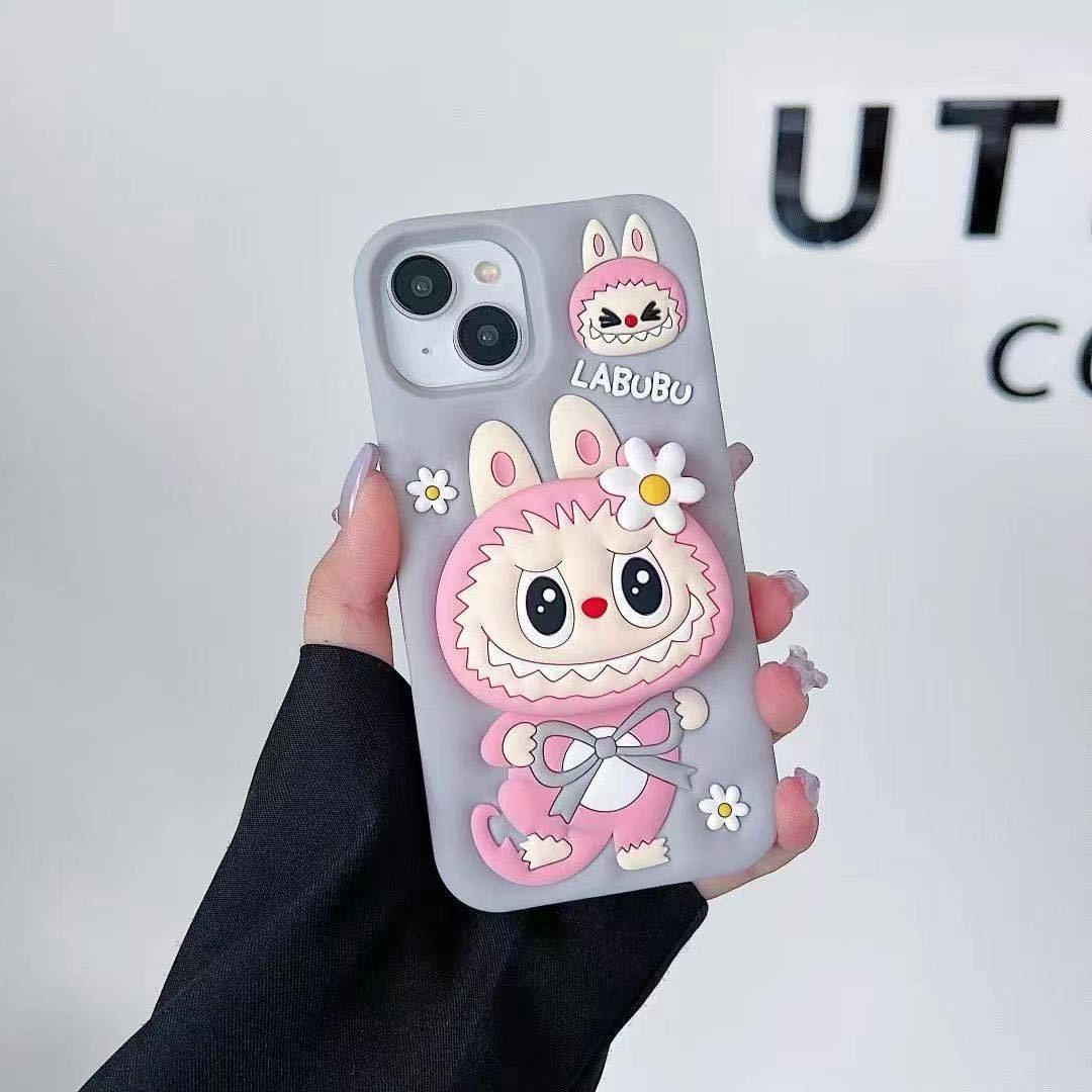 New Cute Labubu iPhone 16 Apple 17 Airbag Stand Silicone 15ca Cross-Border Trendy Brand 11 Phone Case