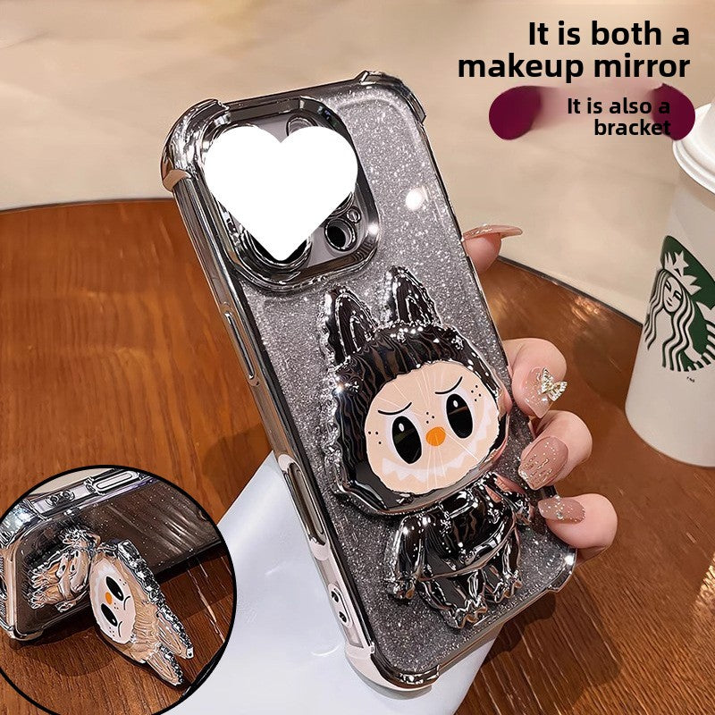 Labubu Stand Compatible with Huawei Phone Case with Makeup Mirror Full Coverage Anti-drop Women's Wholesale Free Shipping