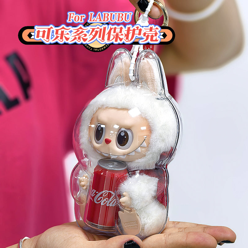 Labubu Transparent Protective Case Keychain | Cute Figure Bag Pendant | Collectible Toy Cover