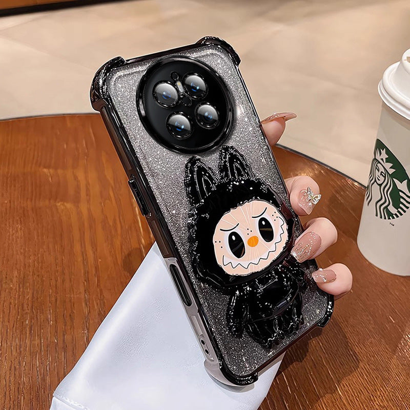 Labubu Stand Compatible with Huawei Phone Case with Makeup Mirror Full Coverage Anti-drop Women's Wholesale Free Shipping