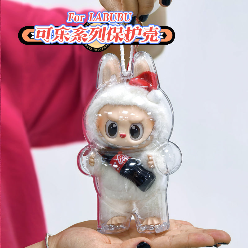 Labubu Transparent Protective Case Keychain | Cute Figure Bag Pendant | Collectible Toy Cover