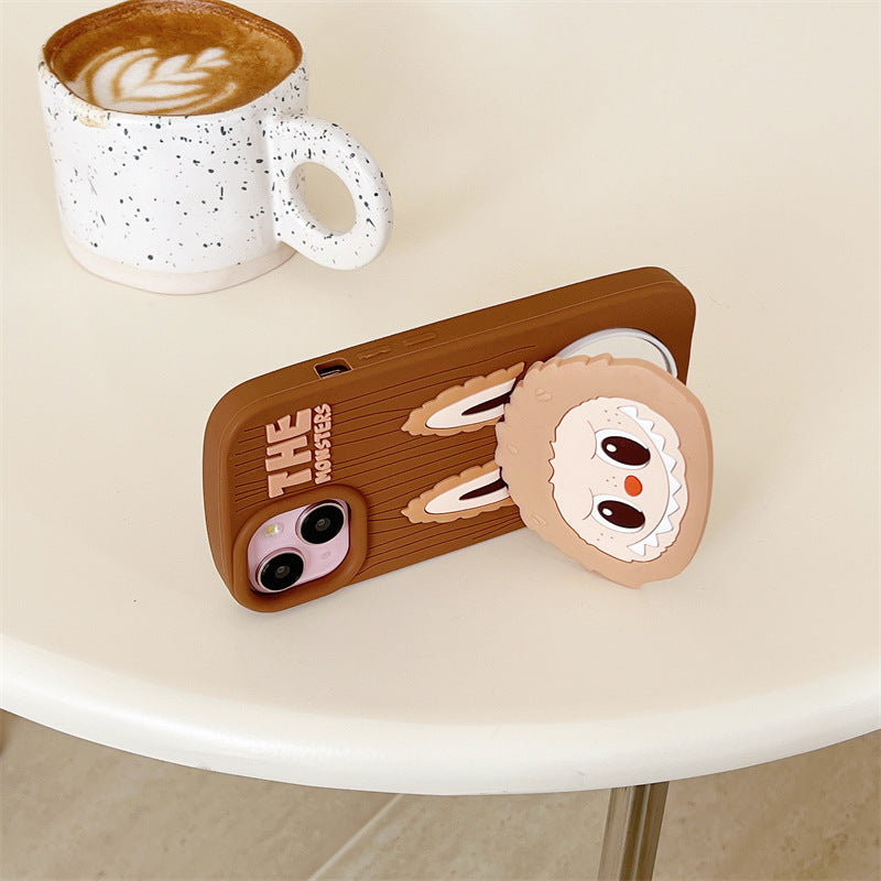 Cartoon Cute Labubu Flip Mirror iPhone 16 Case Apple 15 Compatible 14 Pro Max Case