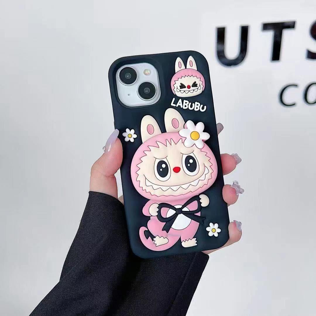 New Cute Labubu iPhone 16 Apple 17 Airbag Stand Silicone 15ca Cross-Border Trendy Brand 11 Phone Case