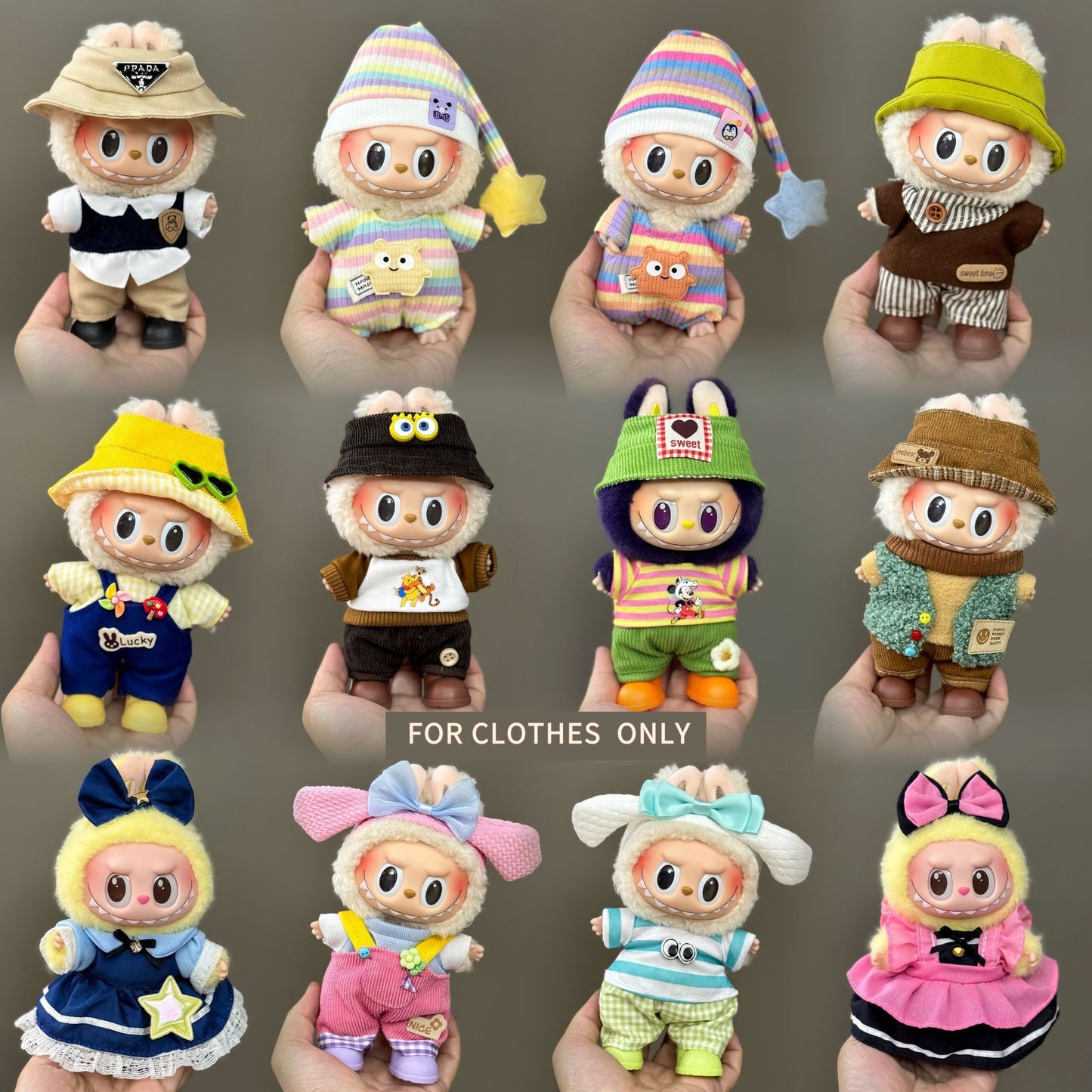 Applicable Only for Clothes Labubu Doll Clothes 123 Generation Labubu Clothes 17cm Pendant Plush Doll Set Dress