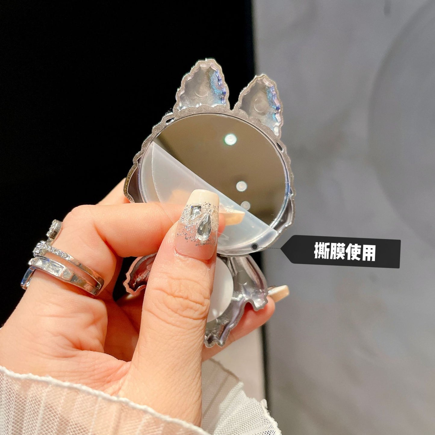 Cartoon Labubu Makeup Mirror Back Sticker Phone Stand New Horizontal and Vertical Support Desktop Phone Case Stand for Women