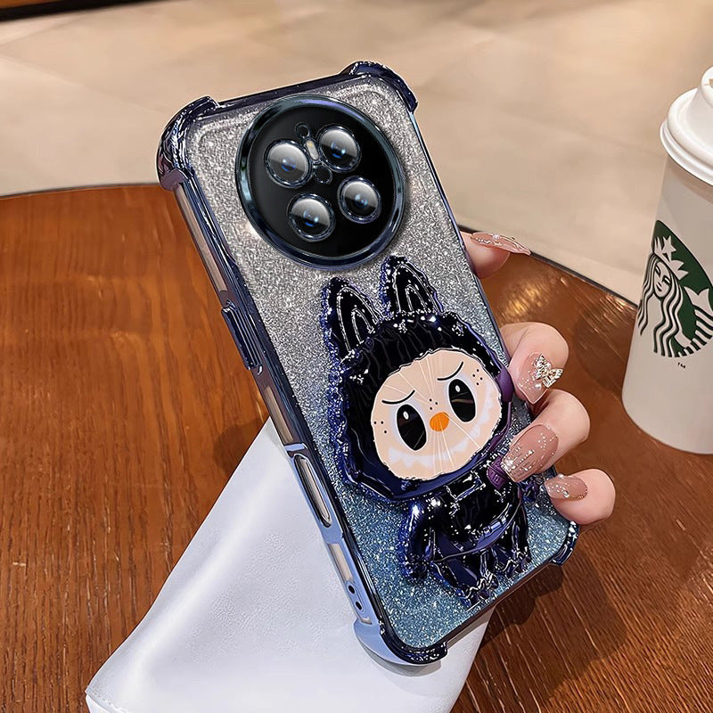 Labubu Stand Compatible with Huawei Phone Case with Makeup Mirror Full Coverage Anti-drop Women's Wholesale Free Shipping