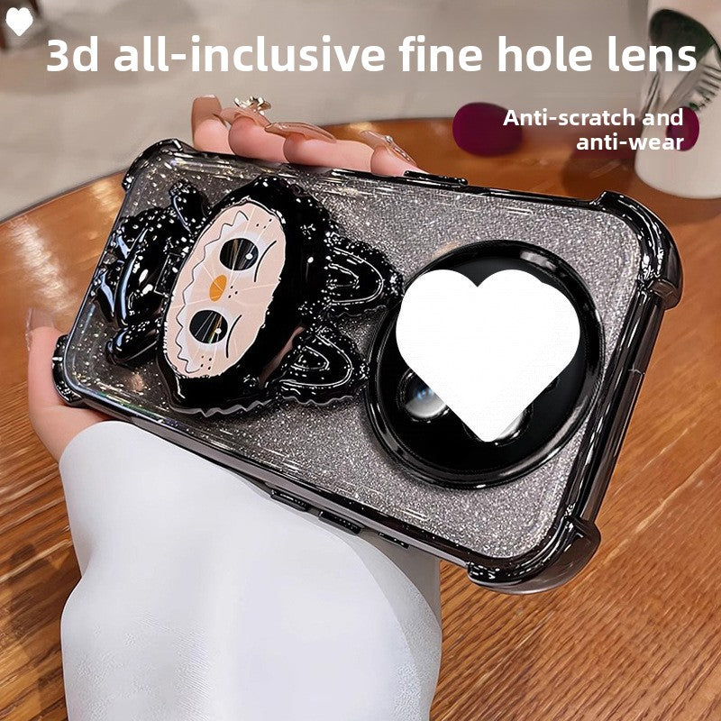 Labubu Stand Compatible with Huawei Phone Case with Makeup Mirror Full Coverage Anti-drop Women's Wholesale Free Shipping