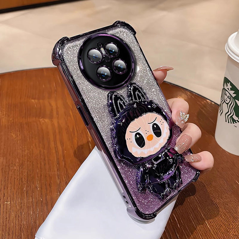 Labubu Stand Compatible with Huawei Phone Case with Makeup Mirror Full Coverage Anti-drop Women's Wholesale Free Shipping