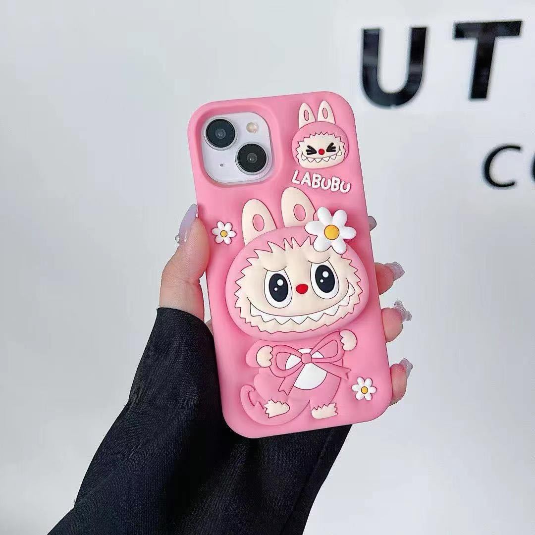 New Cute Labubu iPhone 16 Apple 17 Airbag Stand Silicone 15ca Cross-Border Trendy Brand 11 Phone Case