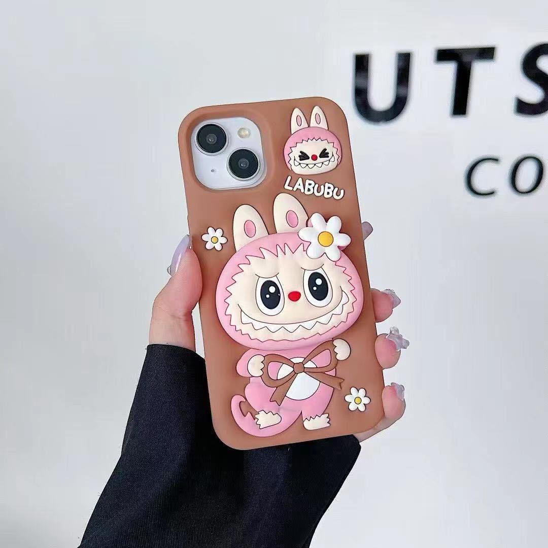 New Cute Labubu iPhone 16 Apple 17 Airbag Stand Silicone 15ca Cross-Border Trendy Brand 11 Phone Case