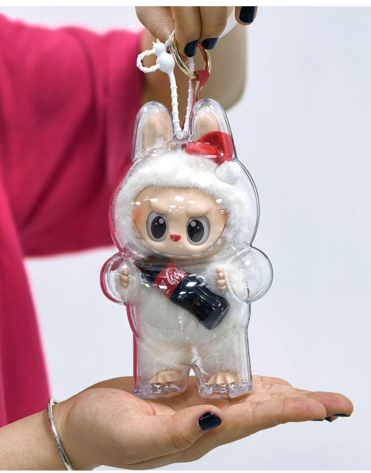 Labubu Transparent Protective Case Keychain | Cute Figure Bag Pendant | Collectible Toy Cover