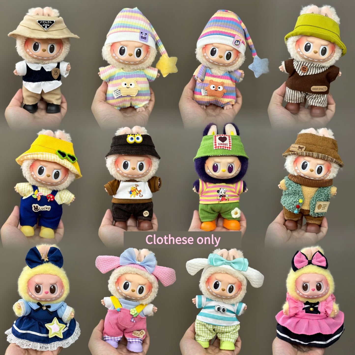 Applicable Only for Clothes Labubu Doll Clothes 123 Generation Labubu Clothes 17cm Pendant Plush Doll Set Dress