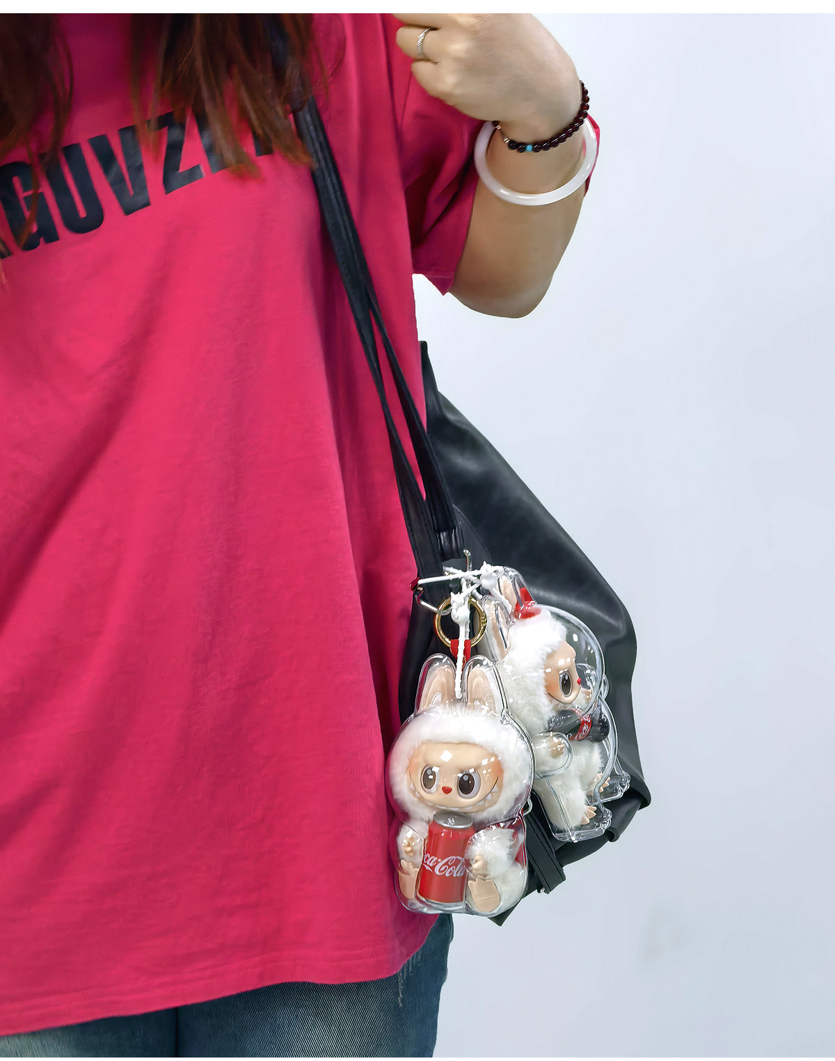 Labubu Transparent Protective Case Keychain | Cute Figure Bag Pendant | Collectible Toy Cover