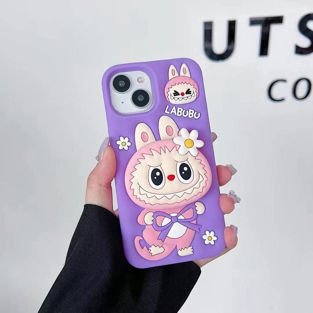New Cute Labubu iPhone 16 Apple 17 Airbag Stand Silicone 15ca Cross-Border Trendy Brand 11 Phone Case