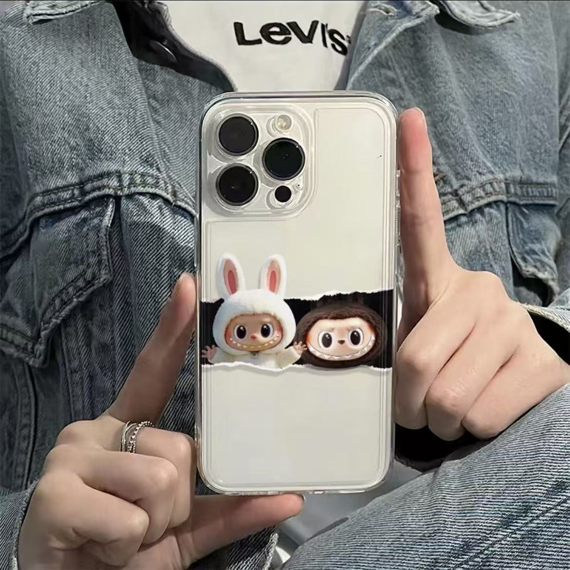 Minimalist Apple 16 Labubu Phone Case iPhone 13/14/15 Pro Max Full Coverage 12/11 Space XR/XS