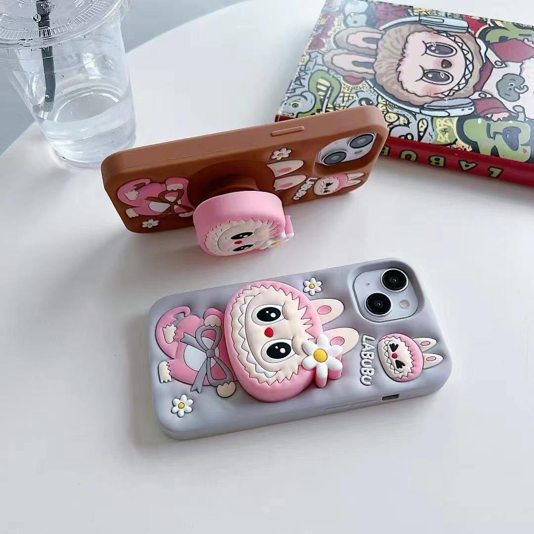 New Cute Labubu iPhone 16 Apple 17 Airbag Stand Silicone 15ca Cross-Border Trendy Brand 11 Phone Case