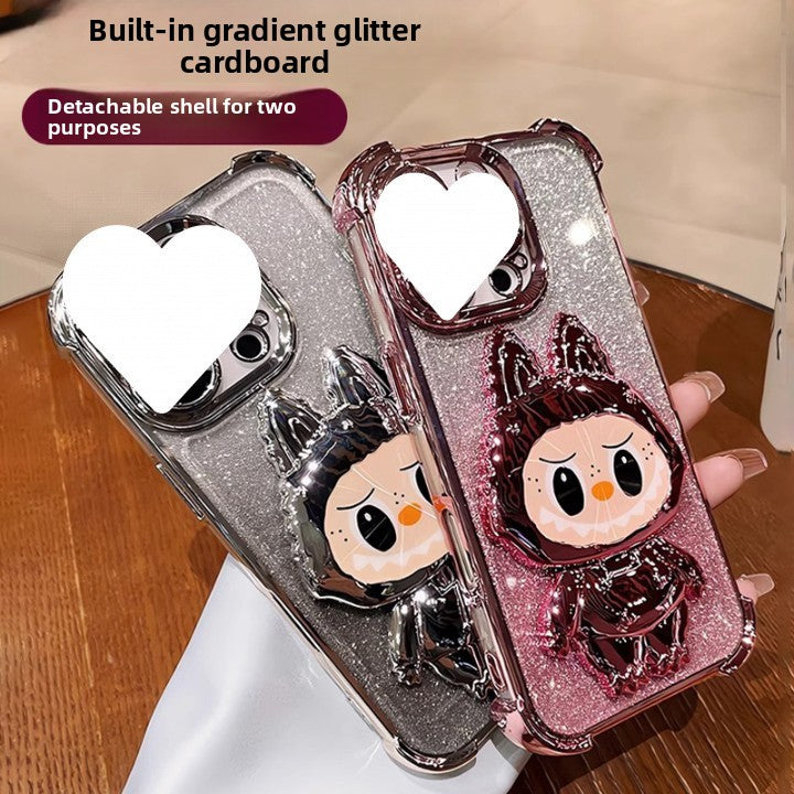 Labubu Stand Compatible with Huawei Phone Case with Makeup Mirror Full Coverage Anti-drop Women's Wholesale Free Shipping