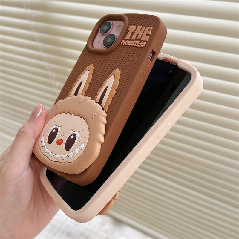 Cartoon Cute Labubu Flip Mirror iPhone 16 Case Apple 15 Compatible 14 Pro Max Case