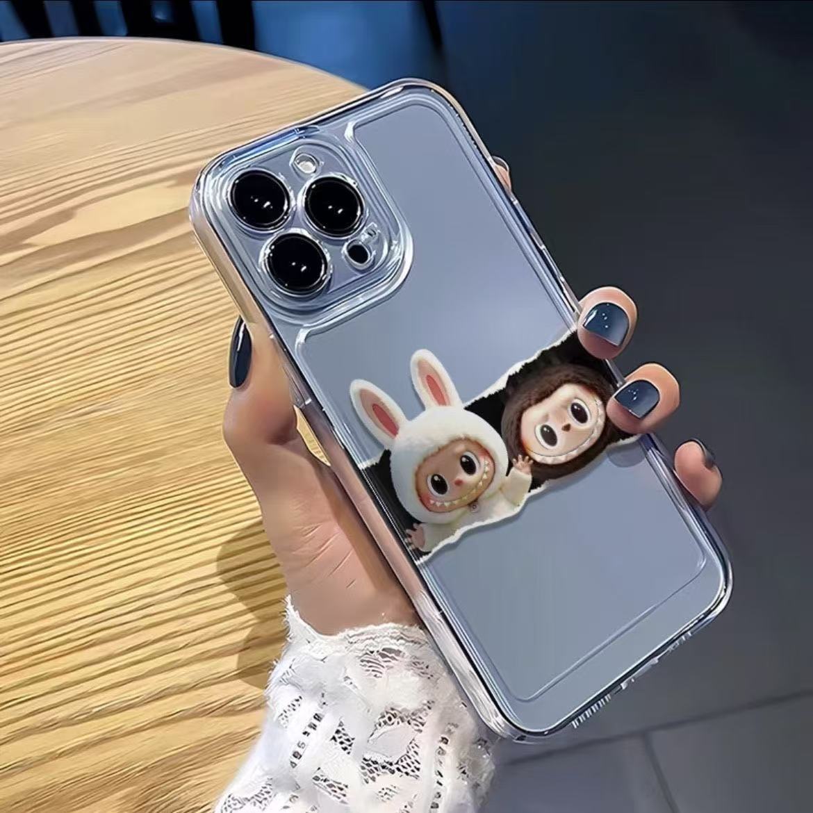 Minimalist Apple 16 Labubu Phone Case iPhone 13/14/15 Pro Max Full Coverage 12/11 Space XR/XS