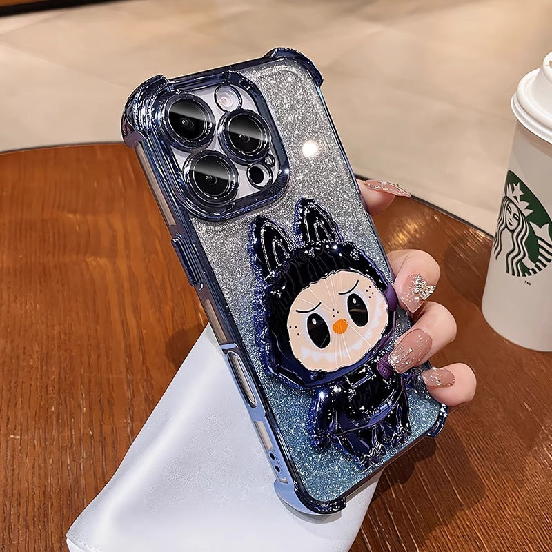 Labubu Stand Compatible with Huawei Phone Case with Makeup Mirror Full Coverage Anti-drop Women's Wholesale Free Shipping