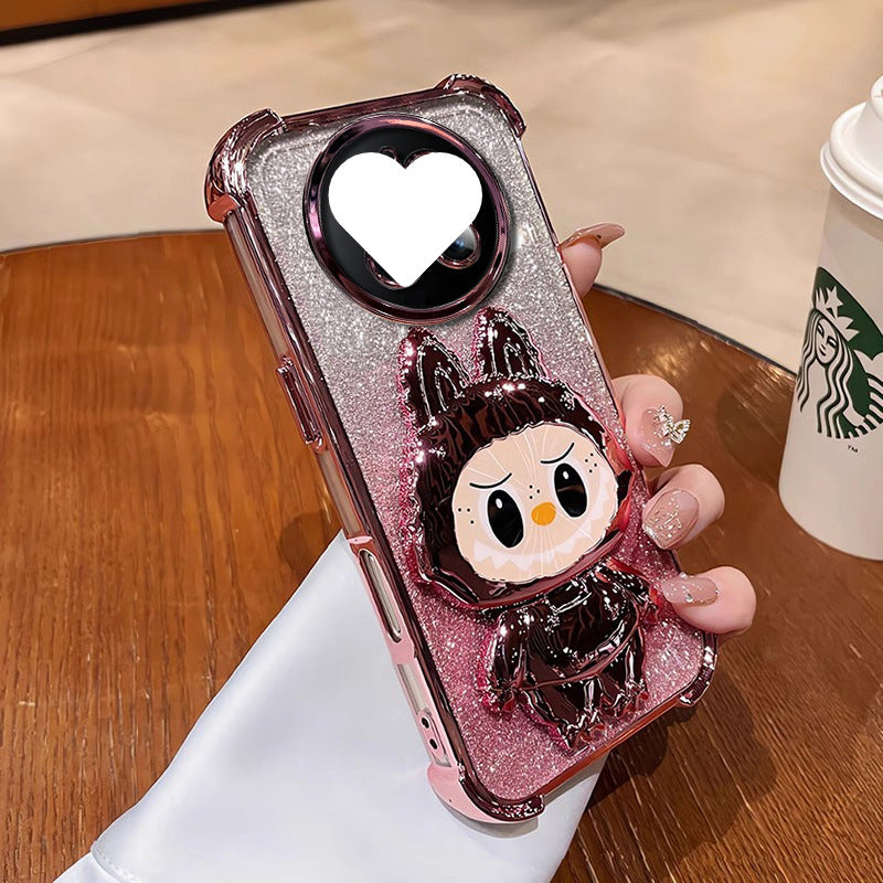 Labubu Stand Compatible with Huawei Phone Case with Makeup Mirror Full Coverage Anti-drop Women's Wholesale Free Shipping