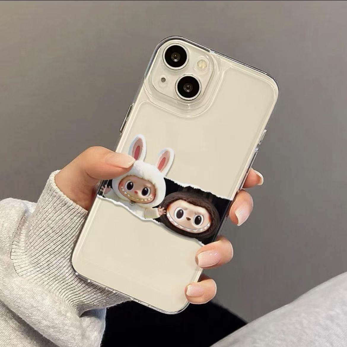 Minimalist Apple 16 Labubu Phone Case iPhone 13/14/15 Pro Max Full Coverage 12/11 Space XR/XS