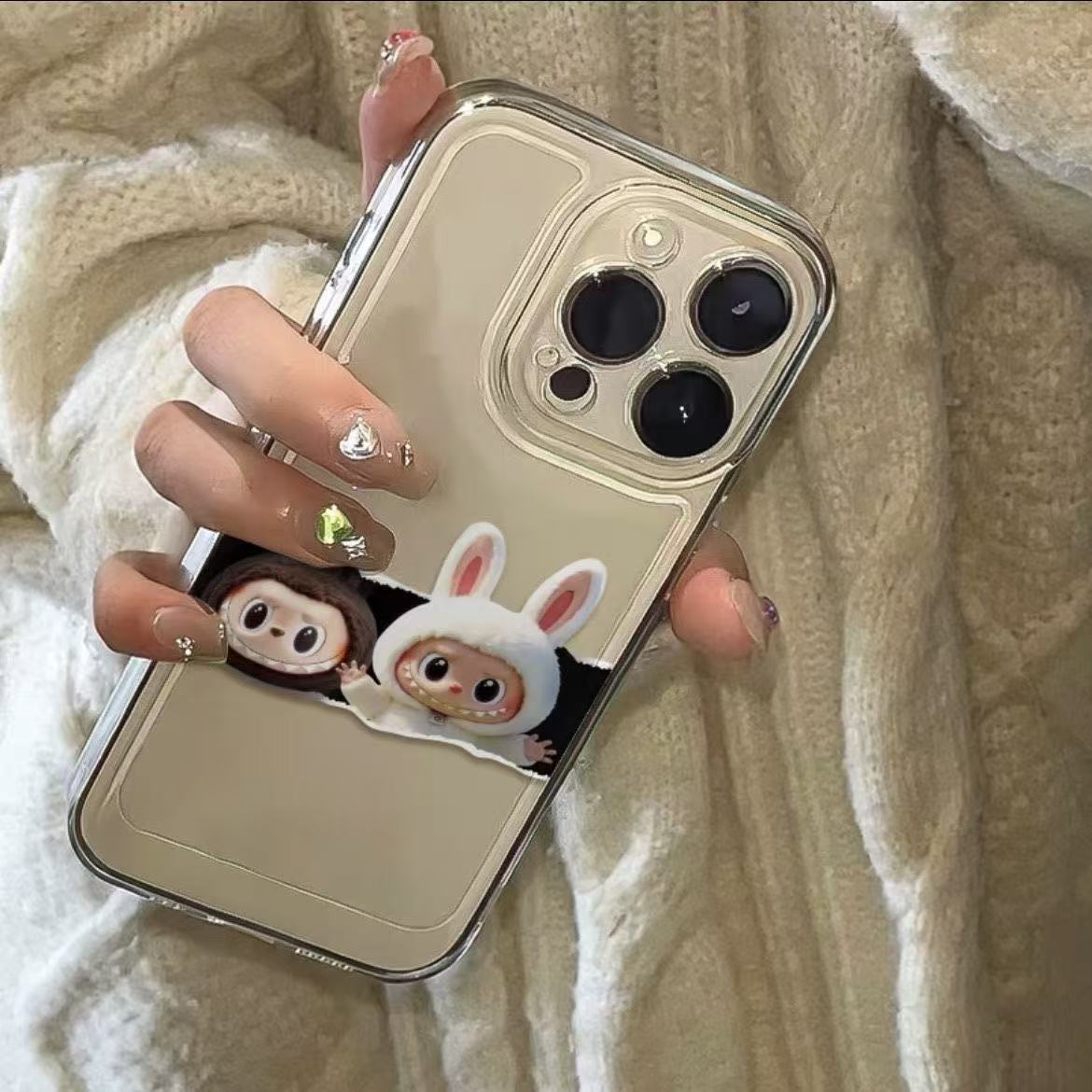 Minimalist Apple 16 Labubu Phone Case iPhone 13/14/15 Pro Max Full Coverage 12/11 Space XR/XS