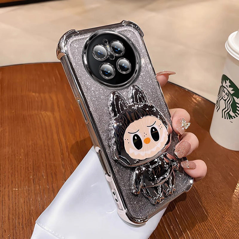 Labubu Stand Compatible with Huawei Phone Case with Makeup Mirror Full Coverage Anti-drop Women's Wholesale Free Shipping