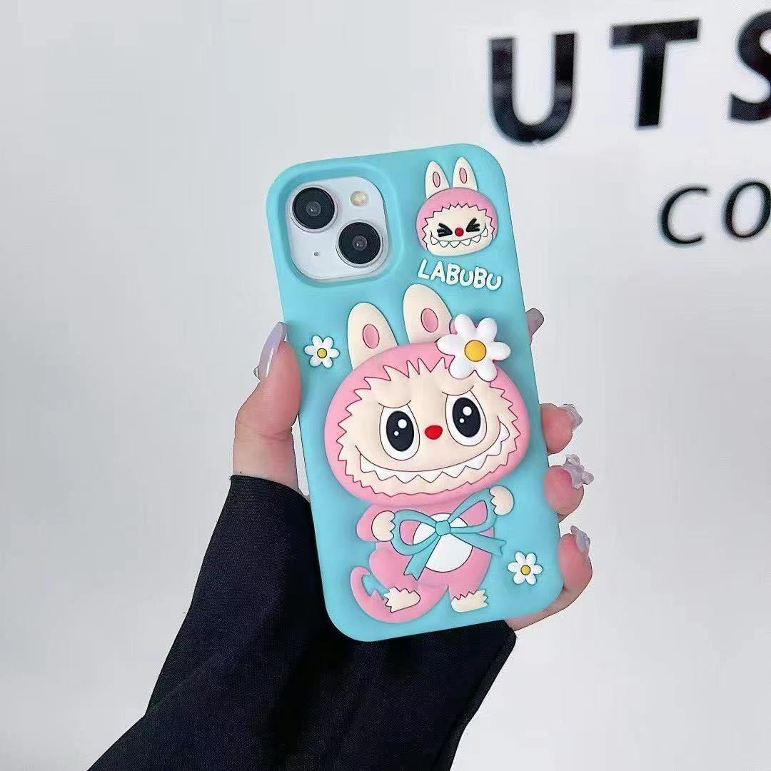 New Cute Labubu iPhone 16 Apple 17 Airbag Stand Silicone 15ca Cross-Border Trendy Brand 11 Phone Case