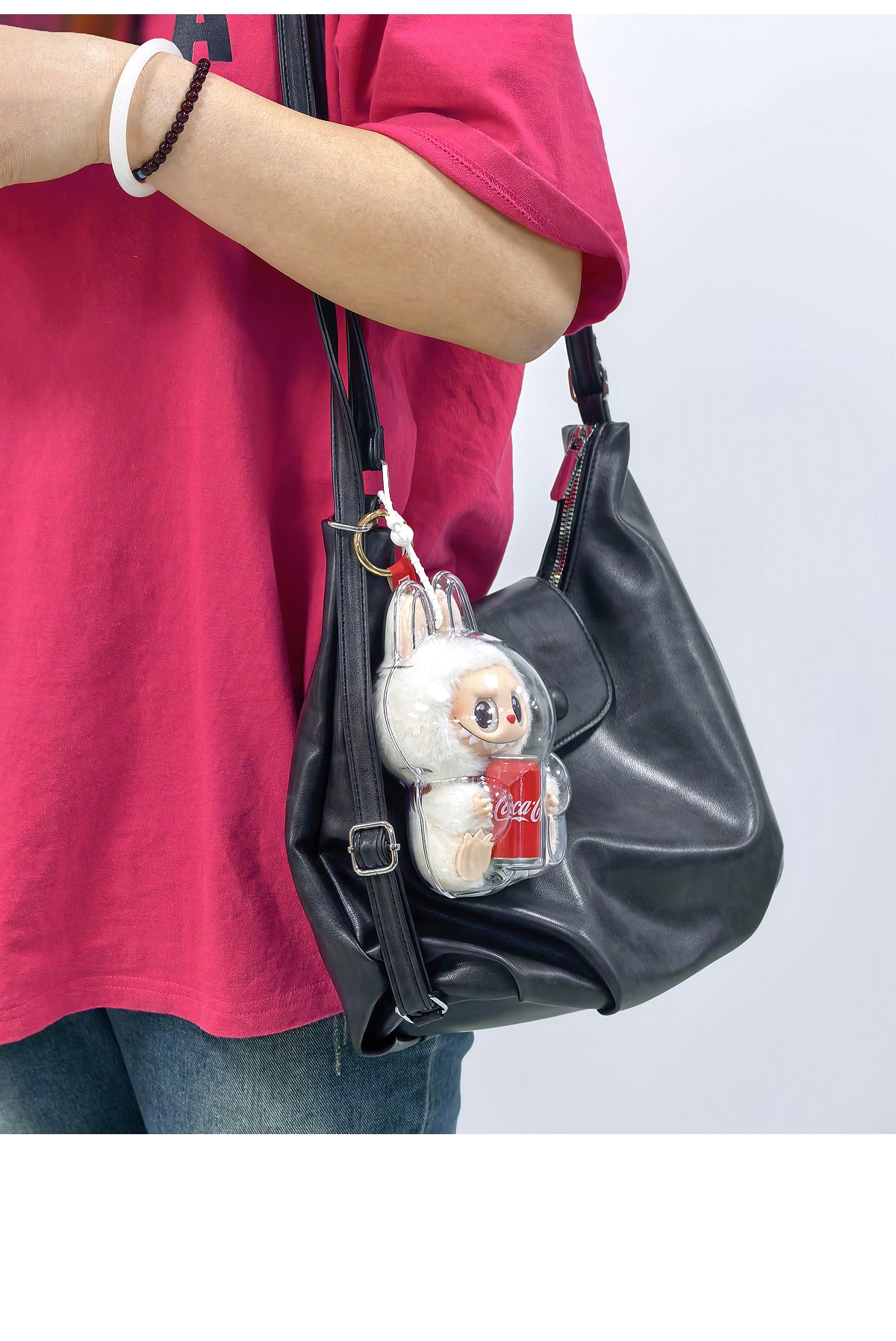 Labubu Transparent Protective Case Keychain | Cute Figure Bag Pendant | Collectible Toy Cover