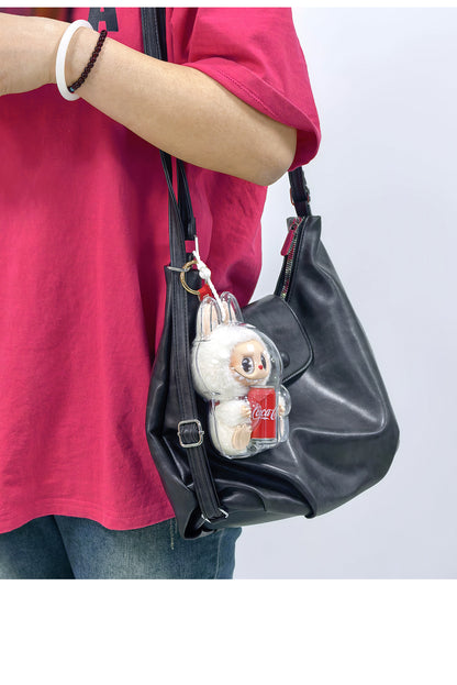 Labubu Transparent Protective Case Keychain | Cute Figure Bag Pendant | Collectible Toy Cover