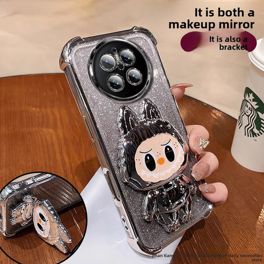 Labubu Stand Compatible with Huawei Phone Case with Makeup Mirror Full Coverage Anti-drop Women's Wholesale Free Shipping