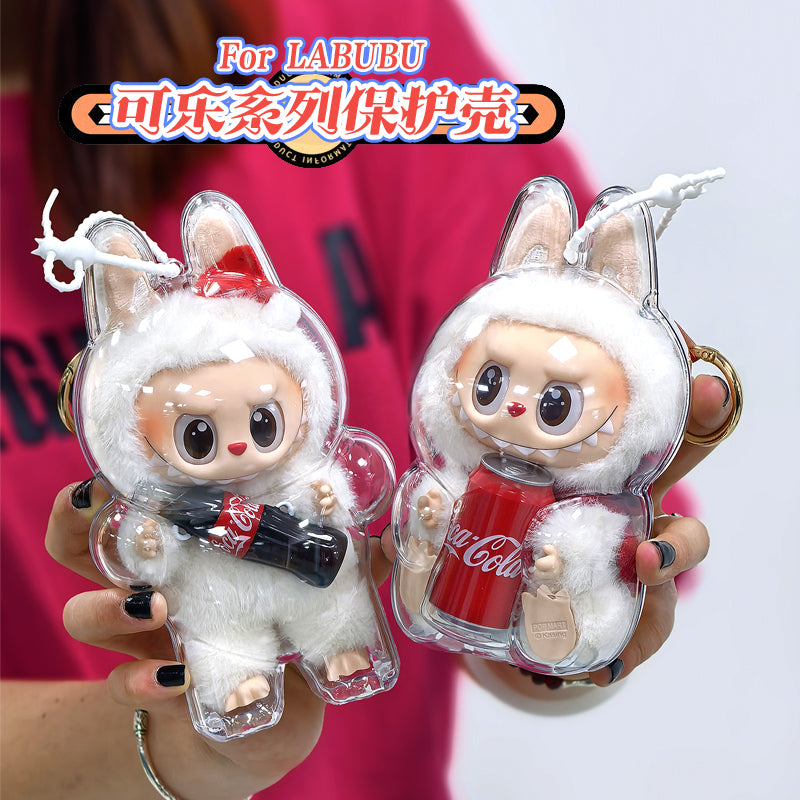 Labubu Transparent Protective Case Keychain | Cute Figure Bag Pendant | Collectible Toy Cover