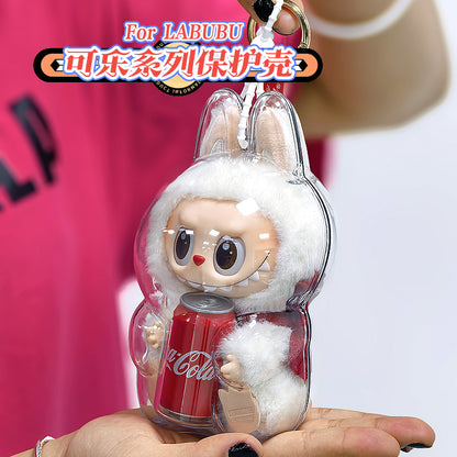 Labubu Transparent Protective Case Keychain | Cute Figure Bag Pendant | Collectible Toy Cover