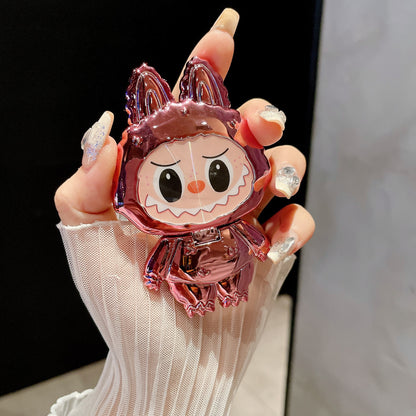Cartoon Labubu Makeup Mirror Back Sticker Phone Stand New Horizontal and Vertical Support Desktop Phone Case Stand for Women