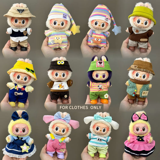 Applicable Only for Clothes Labubu Doll Clothes 123 Generation Labubu Clothes 17cm Pendant Plush Doll Set Dress