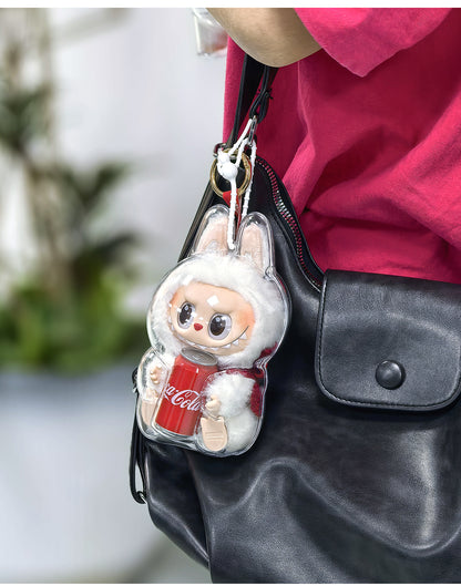 Labubu Transparent Protective Case Keychain | Cute Figure Bag Pendant | Collectible Toy Cover