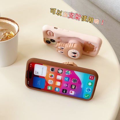 Cartoon Stand Labubu iPhone 14/13 Compatible 12/11 Apple 16/15 Pro Max Phone Case XR Cover