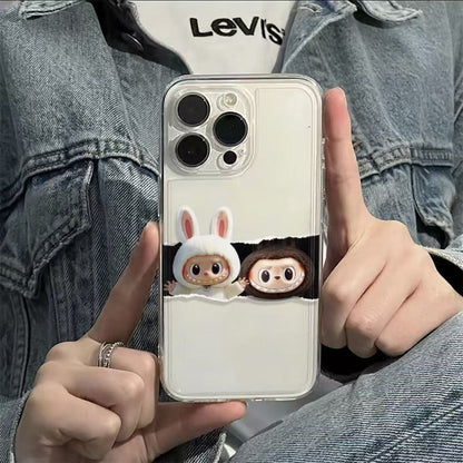 Minimalist Apple 16 Labubu Phone Case iPhone 13/14/15 Pro Max Full Coverage 12/11 Space XR/XS