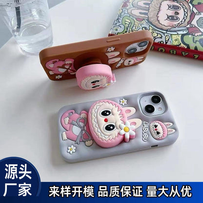 New Cute Labubu iPhone 16 Apple 17 Airbag Stand Silicone 15ca Cross-Border Trendy Brand 11 Phone Case